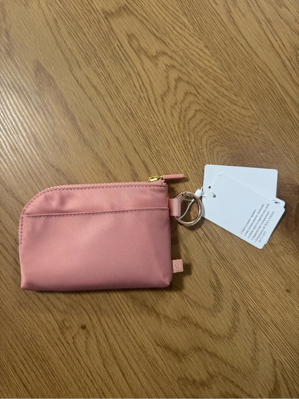 lululemon Coral Pink Zip Card Case with Key Ring